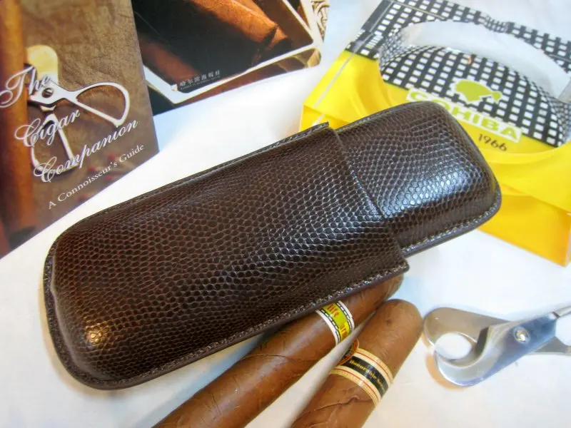 COHIBA кожаный портсигар Портативный кедровая деревянная трубка для сигар мужские подарки HY-5200