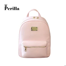Perilla Brand Women Backpack Small Size Black PU Leather Women’s Backpacks Fashion School Girls Bags Female Back Pack mochilas