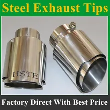 Newest Style silvery stainless steel universal exhaust system end pipe+silvery stainless steel HSTE car exhaust tip 1 piece