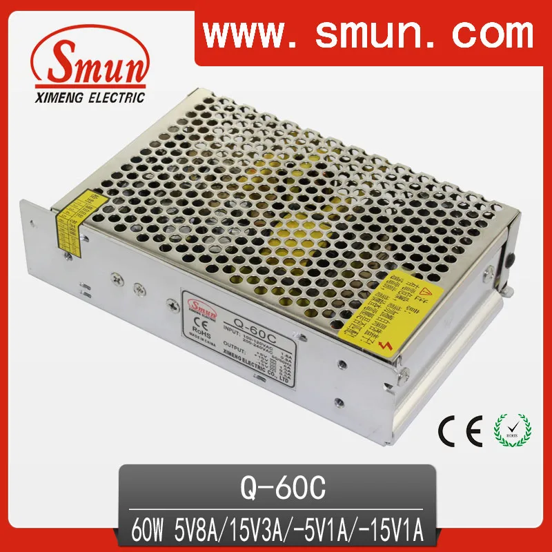 SMUN Q 60C 60 Вт OEM завод 5V8A/15V3A/ 5V1A/ 15V1A на четыре выхода Импульсный источник питания с