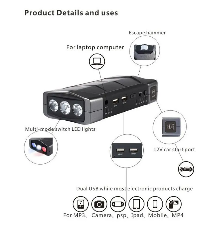 Лучшее качество, недорогой портативный мини микро USB автомобильный стартер 68800 мАч 12 В зарядка планшета смартфон внешний аккумулятор