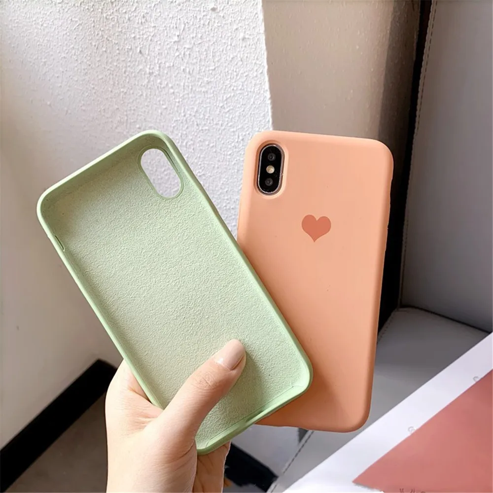 

Love Heart Phone Case For iPhone XS Max XR Liquid Silicone Soft TPU Shockproof Back Cover For iPhone X 8 7 6 6S Plus Case Capa