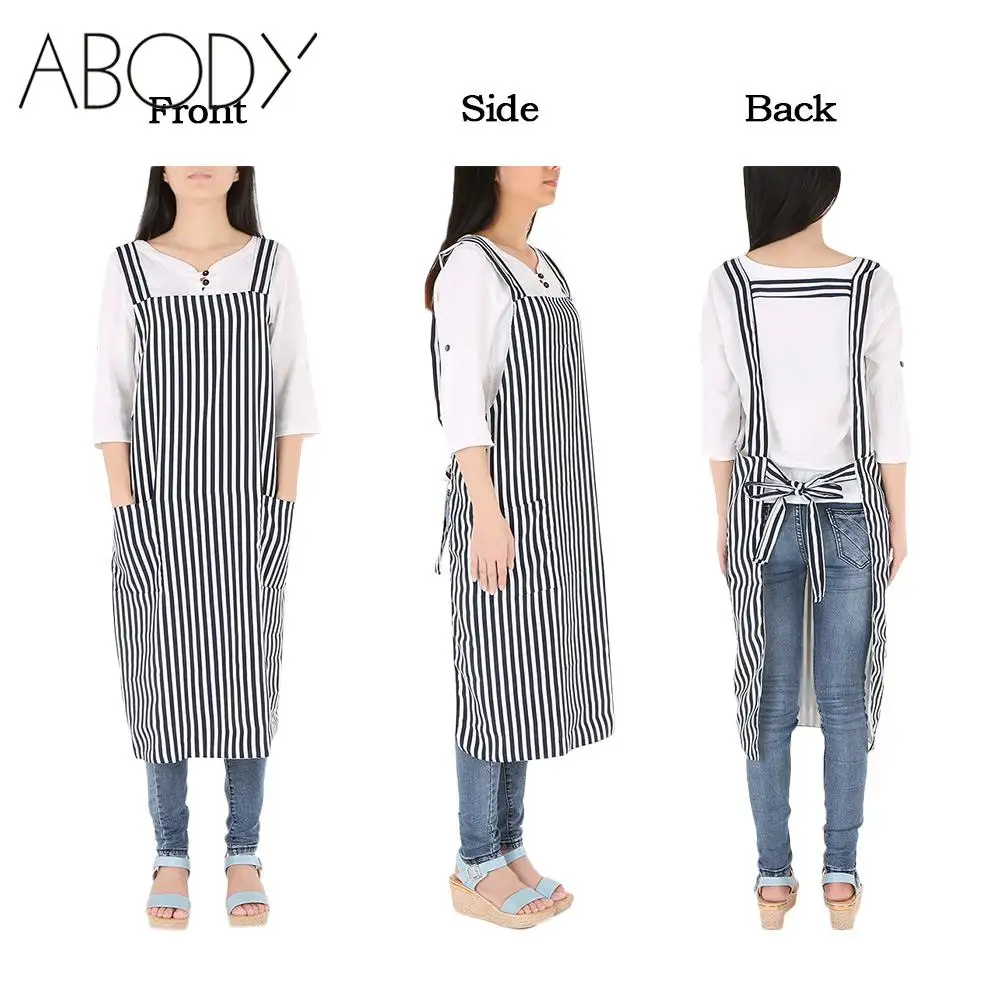 

Striated Salon Apron with 2 Pockets Professional Anti-static Adjustable Haircut Hairdressing Cape Kitchen Cloth Styling Tool