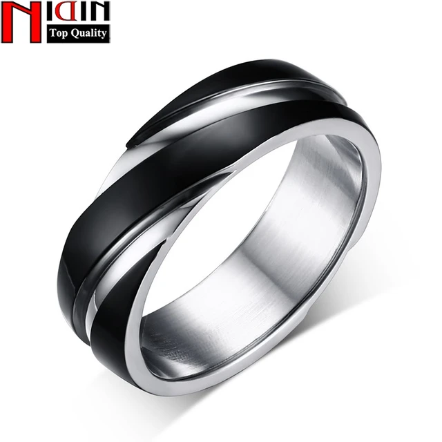 NIDIN 3 color wedding ring for men rings for women 316 stainless steel ring blac NIDIN 3 color wedding ring for men rings for women 316 stainless steel ring blac