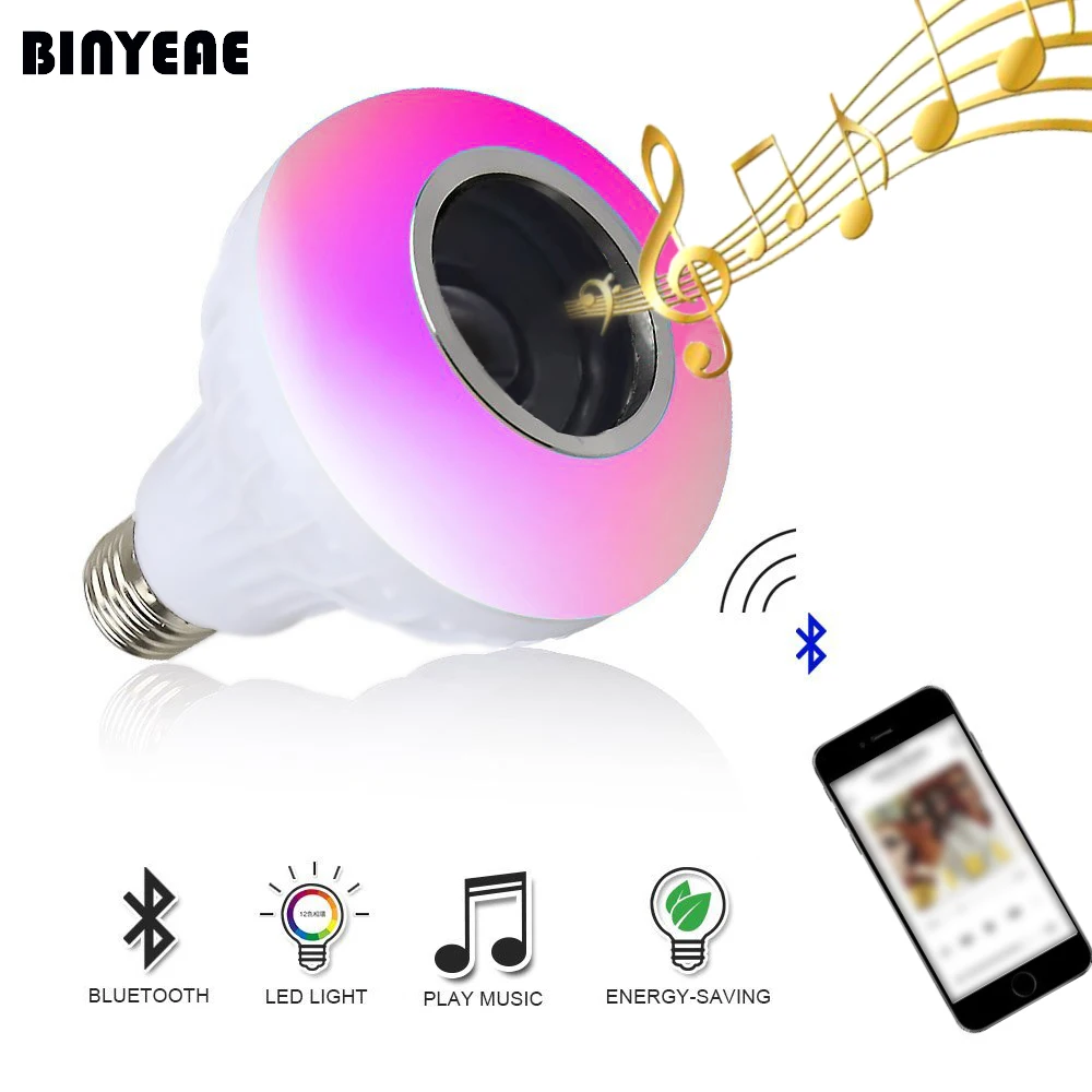 

BINYEAE 12V Smart Bluetooth Speaker,Remote Control Portable Music Bulb,Full Range Frequency Hot for Entainment