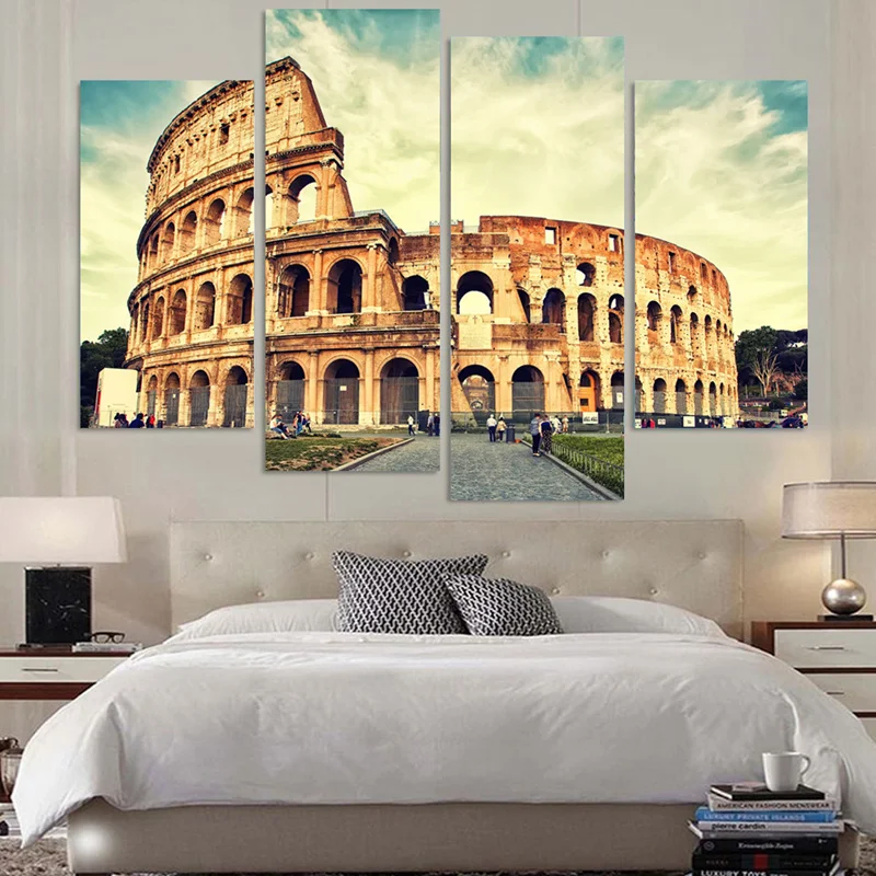 

4 Panels Roman Colosseum Painting Canvas Wall Art Picture Home Decoration for Living Room Canvas Print Modern Painting Unframed