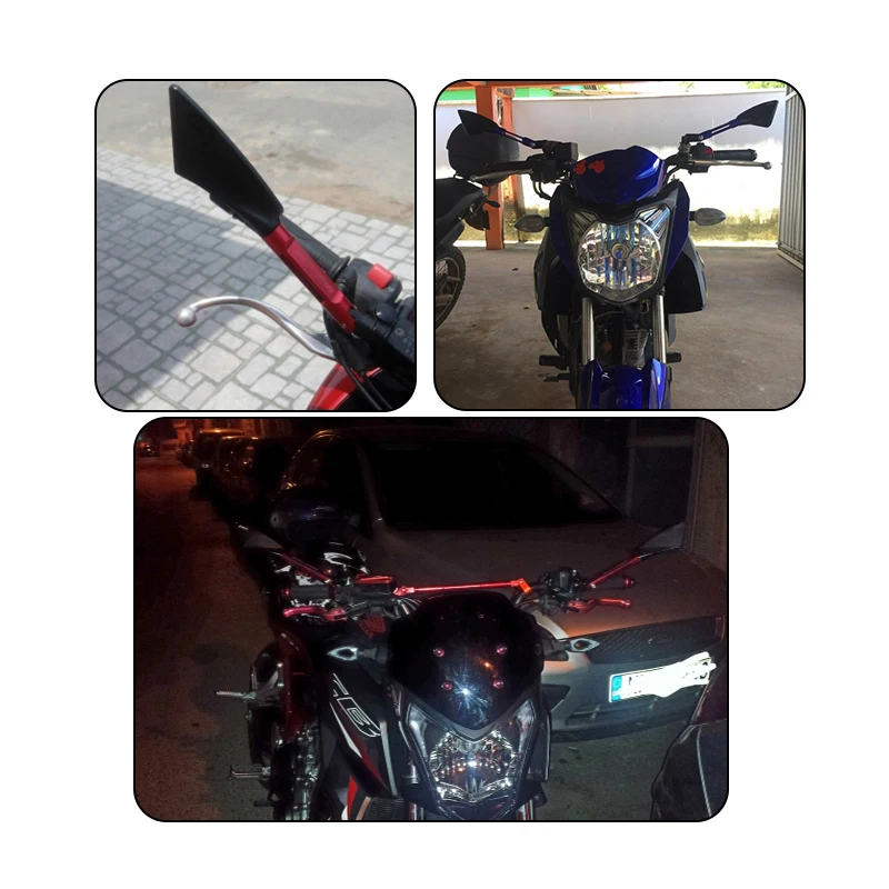 New CNC Motorcycle Rearview Side Mirrors Smoked Blue Glass Rear View Mirrors Street Sports Dirt  Scooter Bike Chopper Cruiser (111)