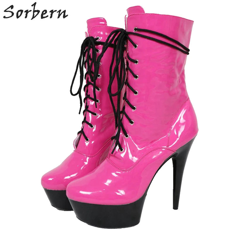 Sorbern Hot Pink Ankle Boots For Women 