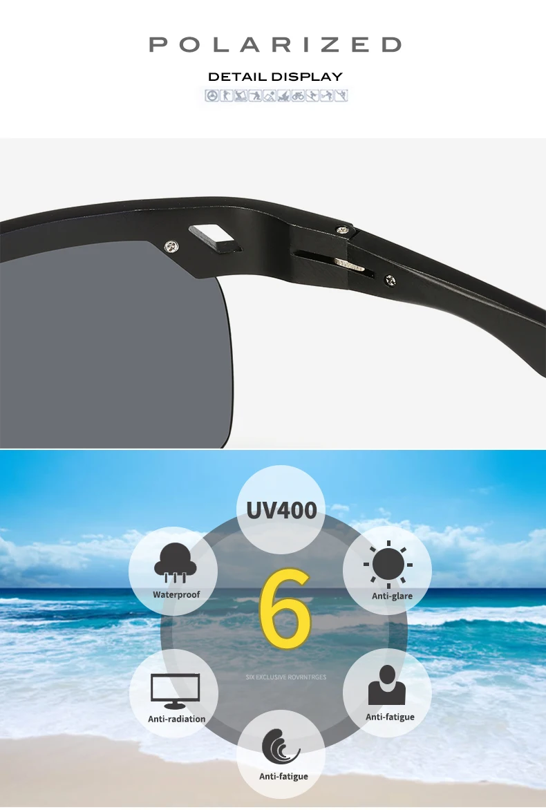 Мужской светильник Polaroid Солнцезащитные очки 4 Цвета UV400