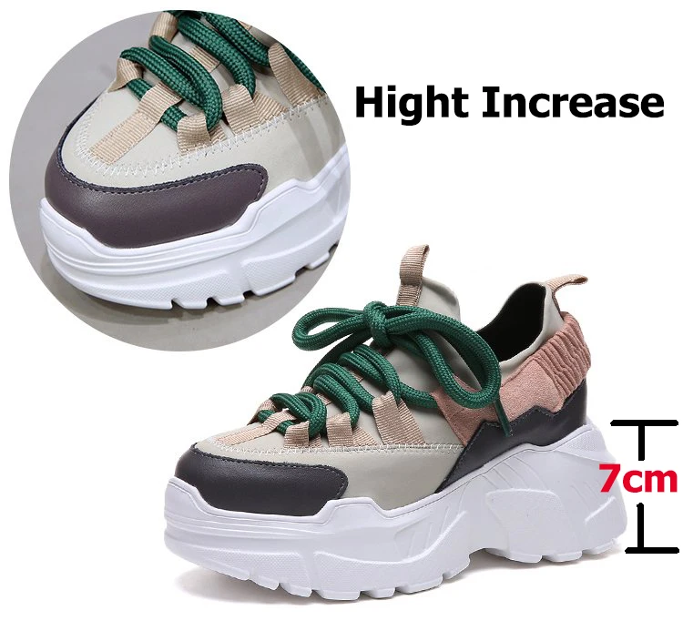 Weweya/Женская прогулочная обувь, увеличивающая рост, на 6 см; INS Ulzza кроссовки Harajuku; амортизирующая обувь на платформе; дышащая обувь с оборками; Femme