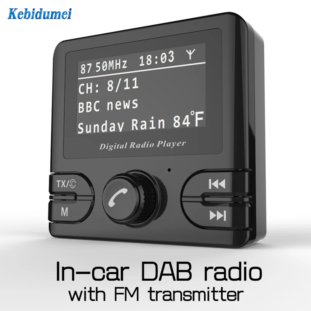 

Kebidumei Car DAB Radio Receiver LCD Tuner FM Adapter USB Charger with Antenna Radio Adapter Tuner With Bluetooth