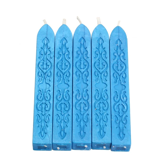 Традиционная буква воск печать красочные свечи квадратный стиль уплотнения восковой палочки Воск Резьба шаблон с фитилем 5 в 1 Набор BS - Цвет: Dark Blue