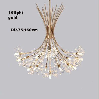 19 gold G4 led постмодерн нержавеющая сталь Кристалл Золотой Черный Люстра Освещение Подвеска светильник Lampen для фойе столовая - Цвет абажура: 19 gold
