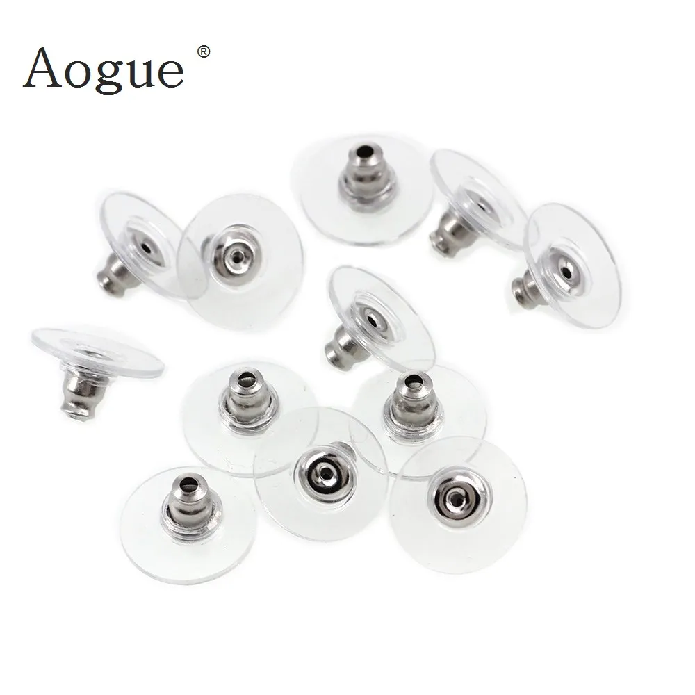 

35 pieces Silicon Stud Earring Back Stoppers Earring Post Nuts For Jewelry Findings And Components Silver Color