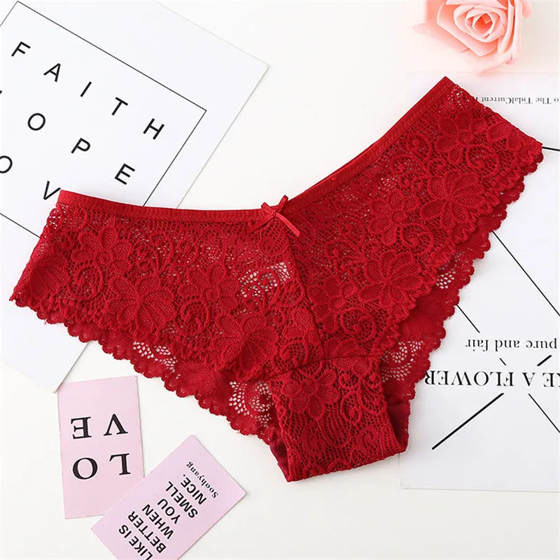 Sexy Lace Panties Women Fashion Cozy Lingerie Tempting Soft Briefs High Quality Cotton Low Waist Cute Female Underwear Lenceria