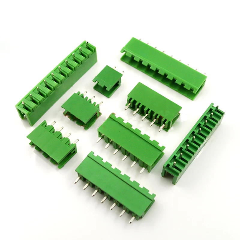 100pcs  Plug-in Terminal Block Connector 5.08MM Open Straight Needle Seat Green Copper Environmental Protection 2P-16P