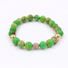 Украшения бледно-зеленый император Циркон Встроенные Медные шарики бусы браслет бусины браслет