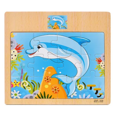 Монтессори игрушки это хорошая Математика Деревянные дидактические игры раннего обучения картона дорожного пазла Развивающие игрушки для детей - Цвет: dolphin