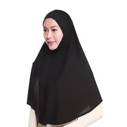 Мусульманский Хиджаб Твердые шарф женщина платок на голову мягкий стрейч кристалл конопли готовы носить