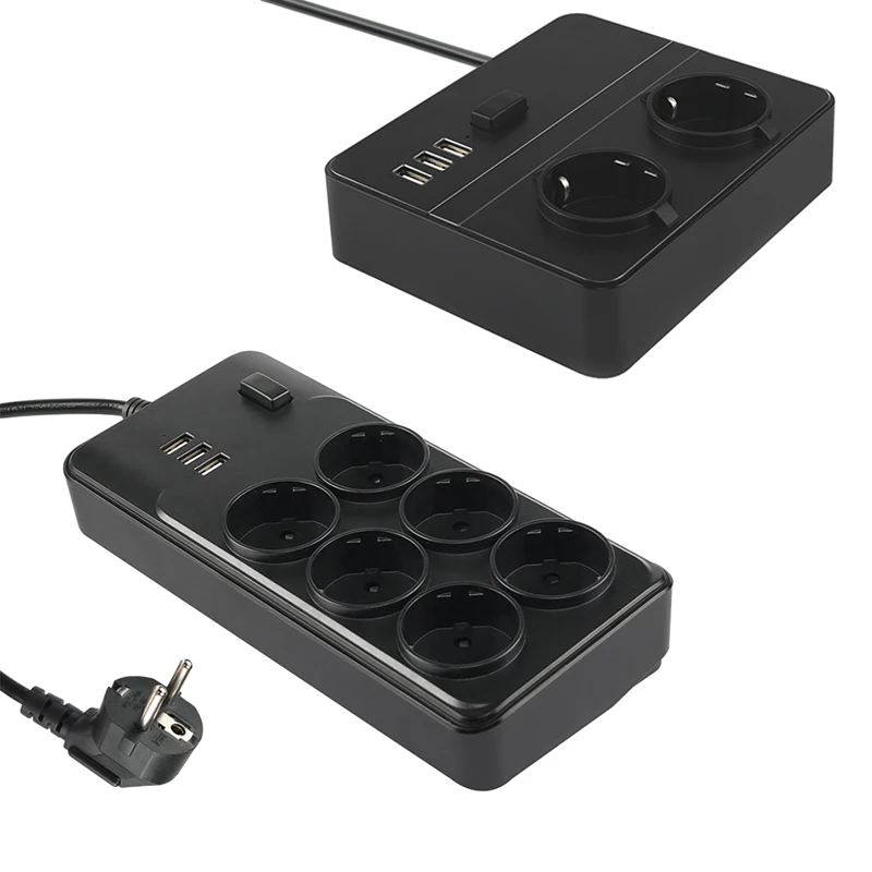 

Multi-Plug Power Strip EU Plug Extension Cord Socket Network Filter 3 USB Port 1.5M Cable For Mobile Phones Smartphones Tablets