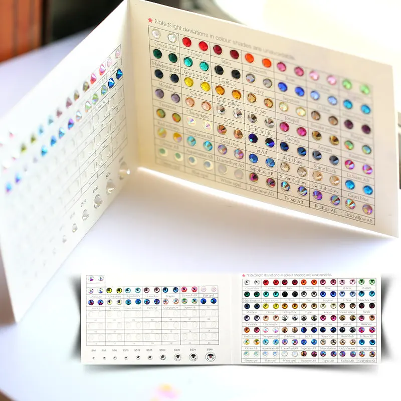 

QIAO Brand Rhinestone Color Card Many Colors for Hot fix /Non hotfix