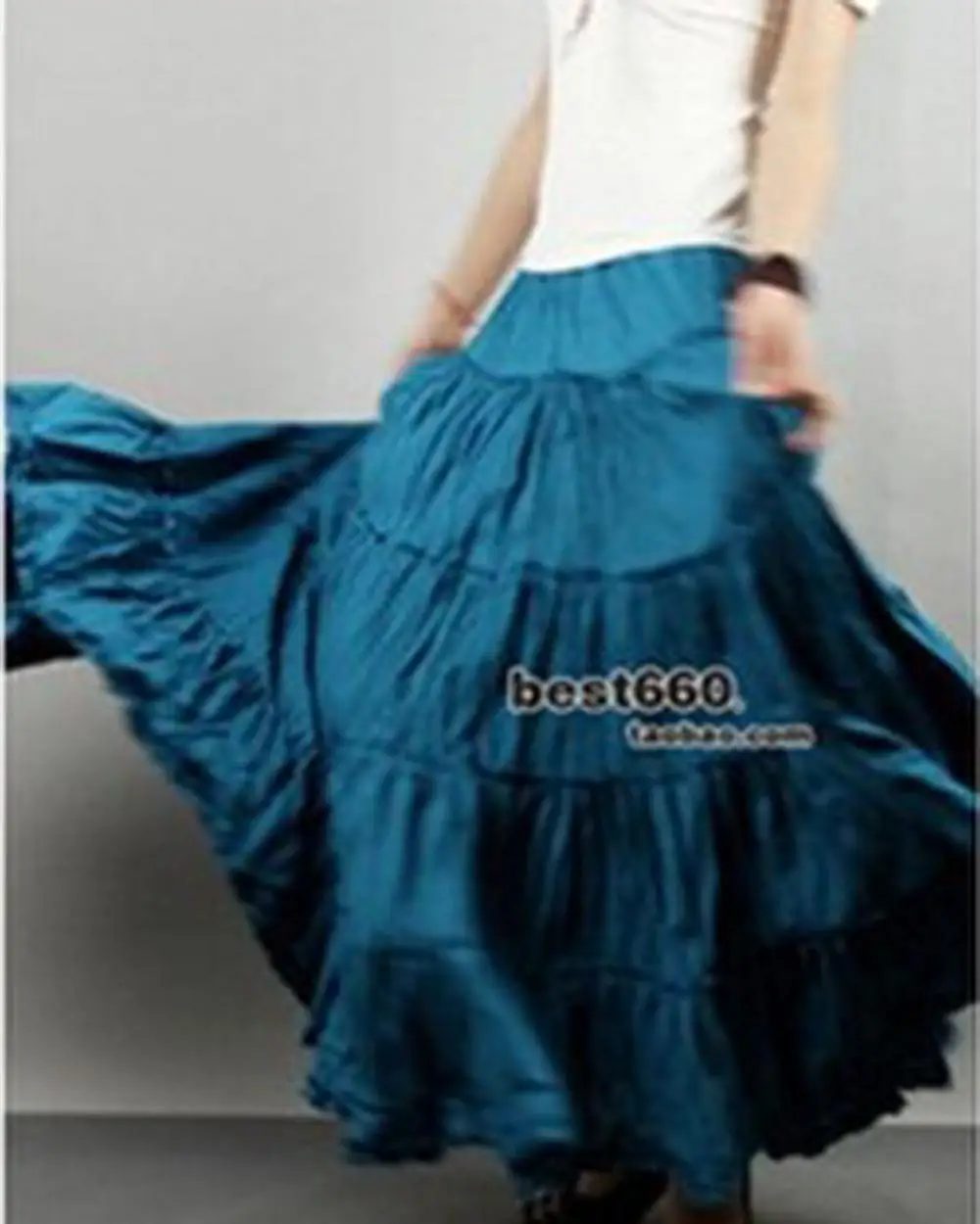 SexeMara корейская пляжная длинная юбка средней длины с зонтиком Летняя женская шифоновая юбка макси ярких цветов плиссированные юбки с эластичной резинкой на талии - Цвет: Lake Green
