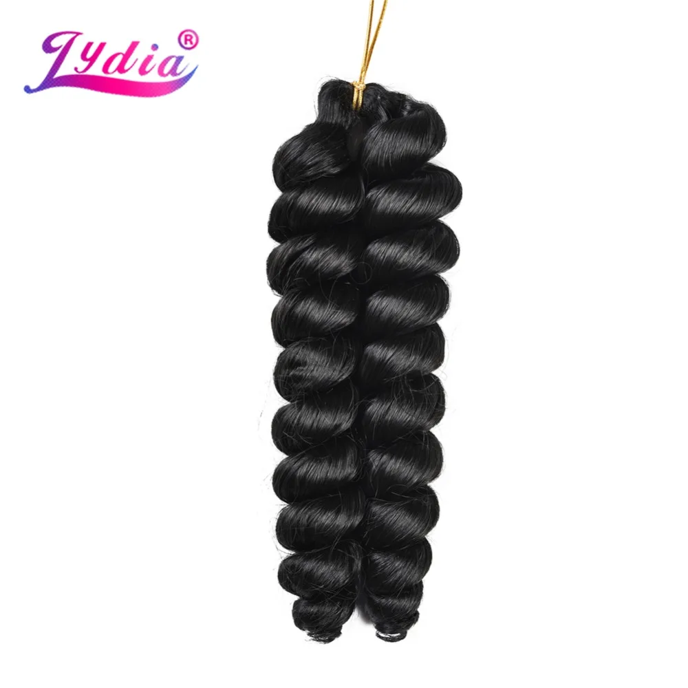 Lydia 1PCS Loose Wave To Crotchet Braid No Weft Black 1B# Heat Resistant Synthetic Hair Extensions Braiding Bundles 18-24 Inch