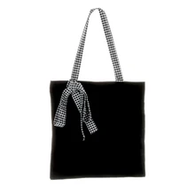 1 шт., сумка для покупок, очаровательные сумки, женские сумки с бантом, Брезентовая Повседневная сумка на плечо, модная вместительная прочная сумка для студентов