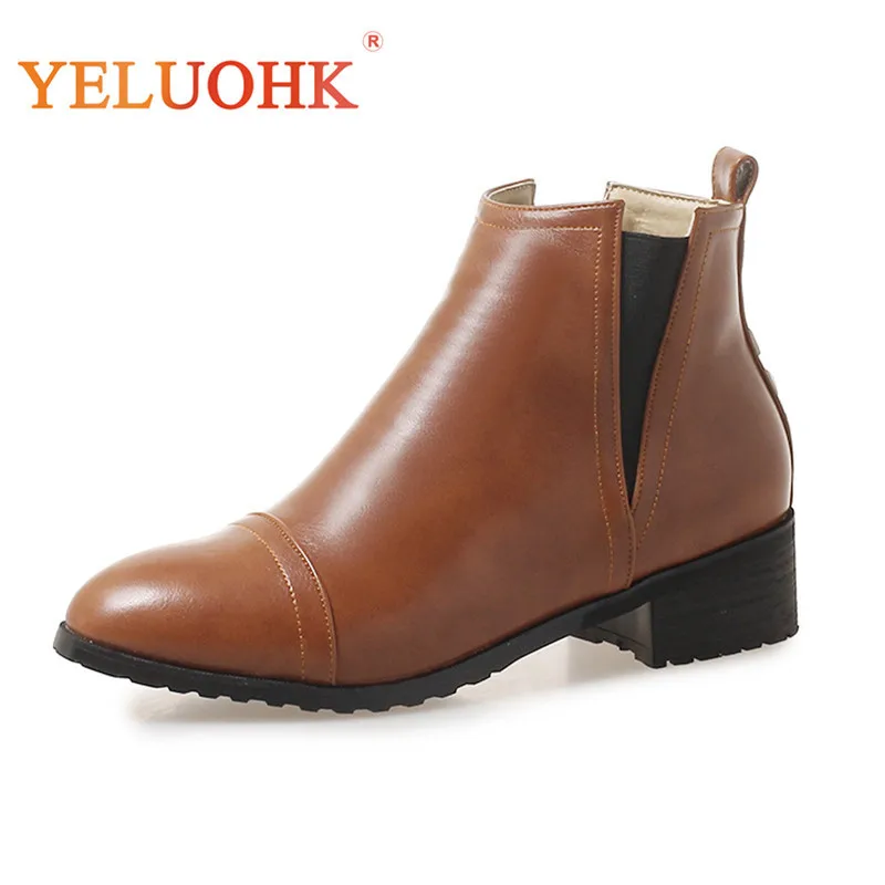 

34-43 Women Winter Boots Heel 4.5 CM Ankle Boots For Women Plush Warm Women Winter Shoes Female Big Size