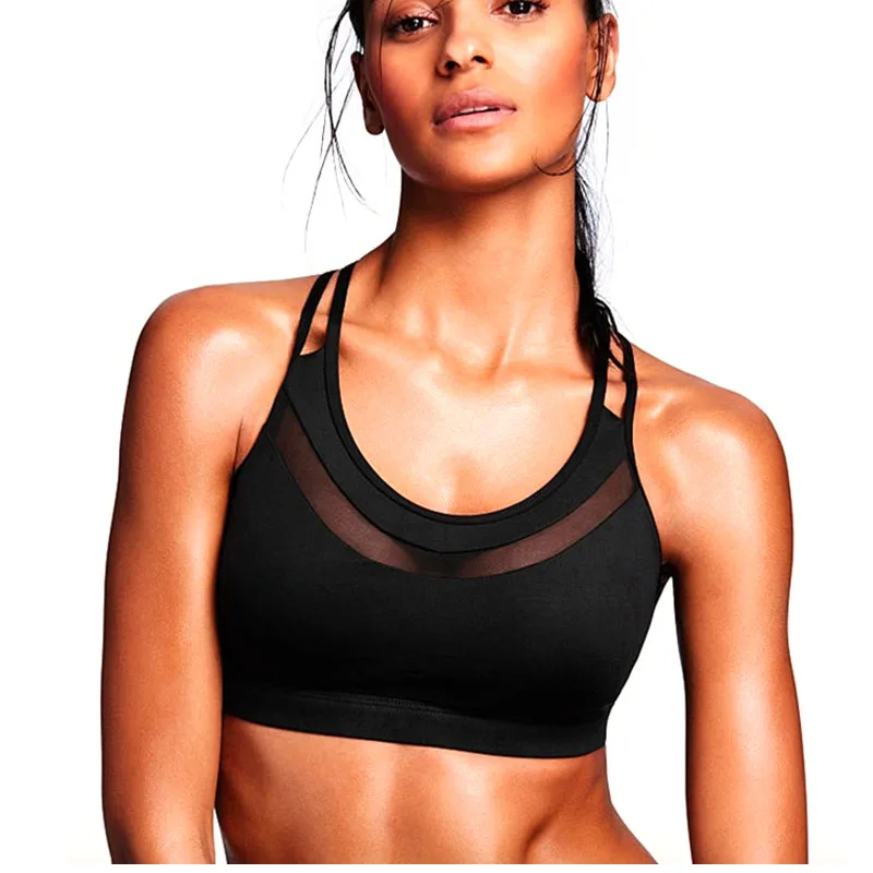Sexy Backless Sports Bra Top Fitness Bras Gym Women Strappy Brassiere Sport Top Vest Padded Yoga Bras Push up Running Underwear