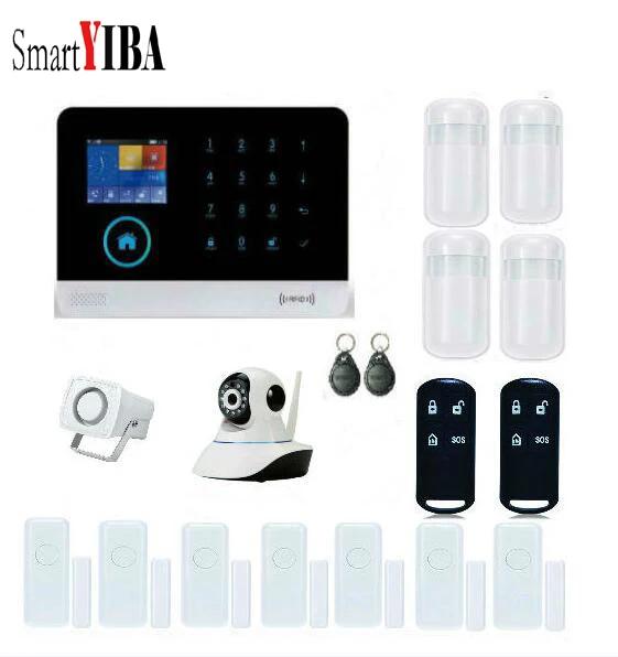 

SmartYIBA Wireless GSM Alarm System Russian/English/Spanish/French/German/Polish voice Home Security Alarm System+IP Camera