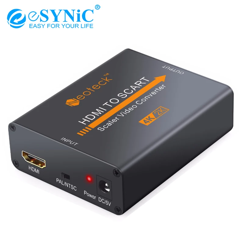 

eSYNiC 2160P 4Kx2K HDMI To SCART Converter video Audio Signal Adapter With DC 5V/1A Power For PS4 DVD SCART 1.4b HDMI Converter