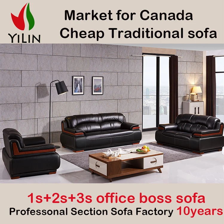 Model A139 Traditional Leather Section Boss Office Sofa Set