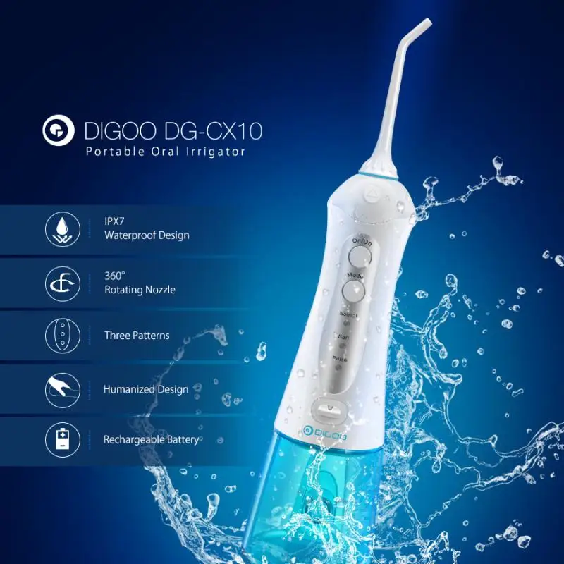 Acheter Digoo DG CX10 3 Modes Oral Irrigateur Dentaire Jet D eau Dents Soins IPX7 Étanche Eau Flosser Dent SPA Cleaner USB