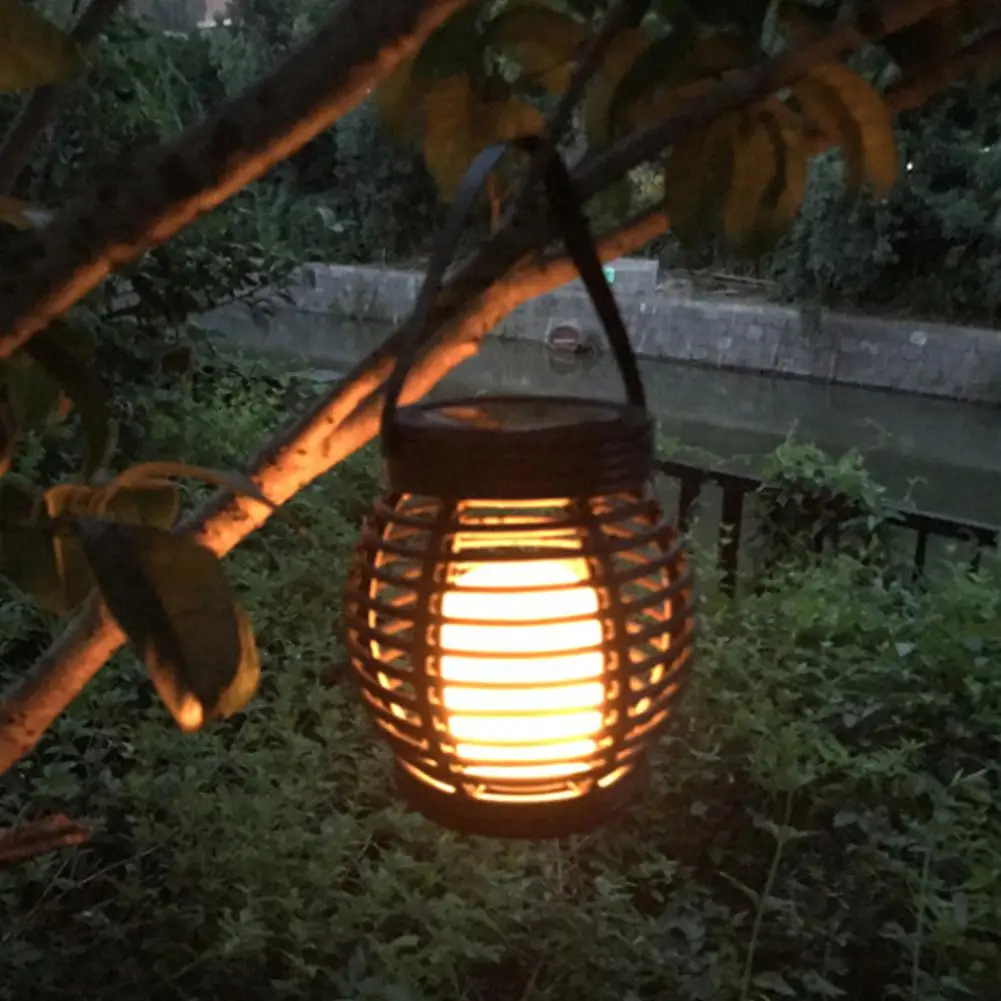 

Waterproof Solar Powered Candle Lantern Street Lamp Rattan Light for Garden Yard Outdoor Tree Decoration