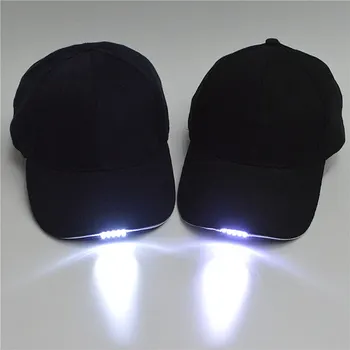 

1 PC LED Baseball Cap New Unisex Outdoor 5-LED Light Hat Sport Fishing Camping Running Baseball Cap black/blue For Adult
