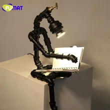 FUMAT Loft Vintage Edison LED Table Lamps Industrial Retro Iron Robot Lamps Cafe Bar Study Water Pipe Table Lamp american water pipe loft industrial vintage table lamp for bedroom warrior led beside lamps abajur lampara luminaira de mesa