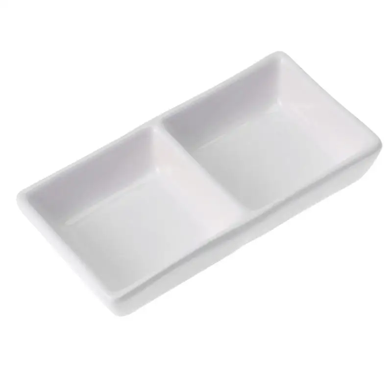 

5 Inch Pure White Ceramic Appetizer Serving Tray 2-Compartment Sauce Dishes Divided Snack Dishes for Spice Dish Soy Sauce