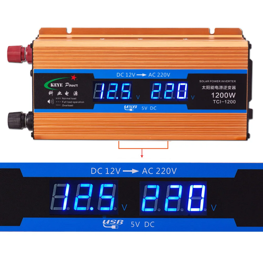 

1200W Car inverter 12 V 220 V Voltage Converter 12v to 220v Car Charger Volts display DH403
