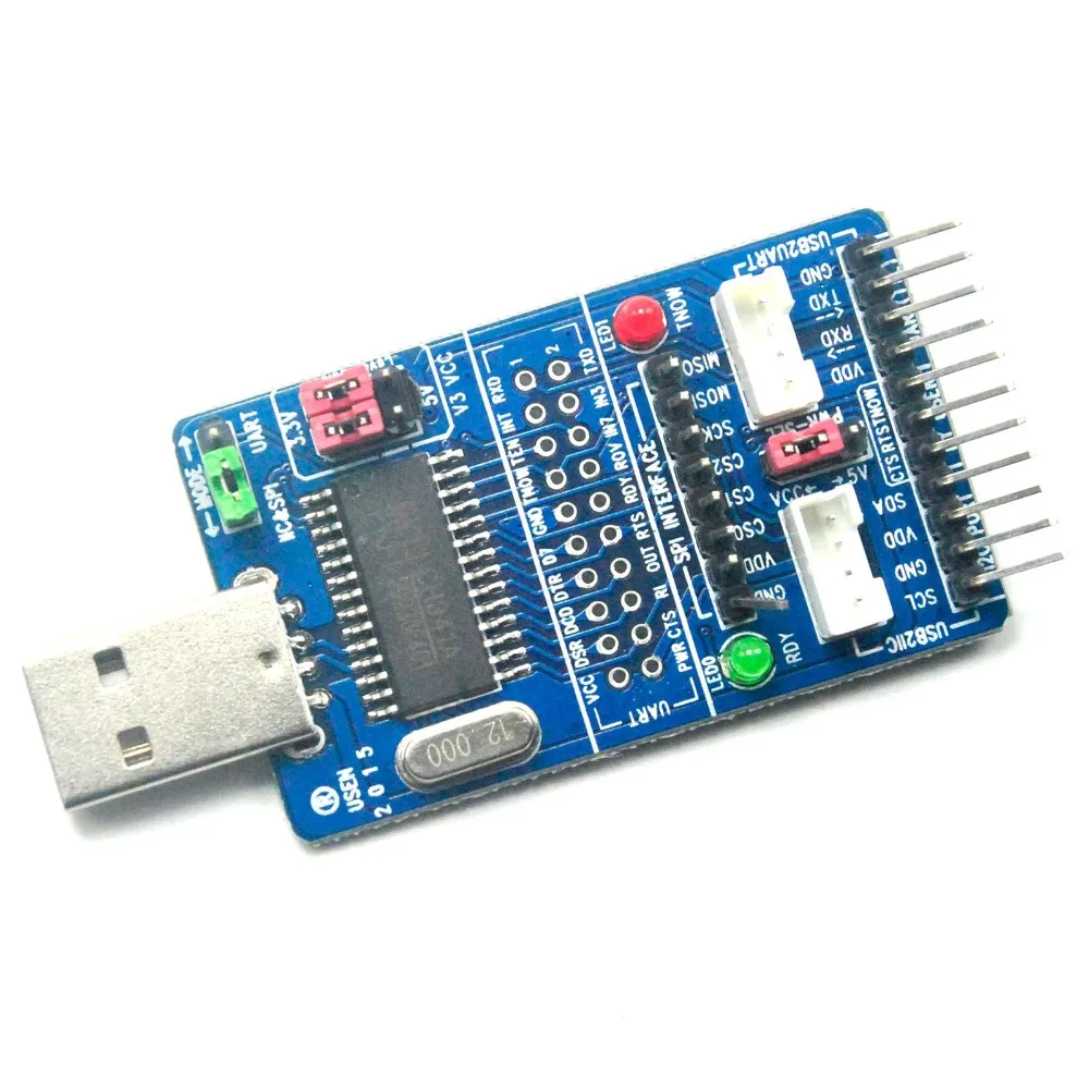 Все в 1 USB V2.0 Серийный конвертер адаптер к SPI/I2C/IIC/UART/ttl/ISP