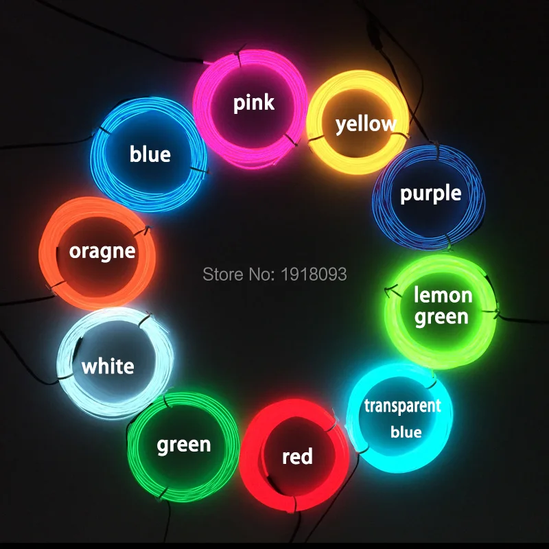 

Hot Sales 2.3mm 1-10 Meter 10 Color Choice Flexible EL Wire Neon LED Strip Not Include EL Controller For Party Home Decoration