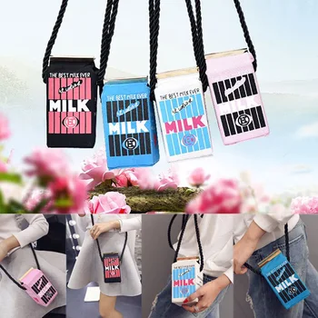 

Nice Cute Korean Style Mini Milk Print Handbags Canvas Messenger Bags Cartoon Shoulders Bag Vogue