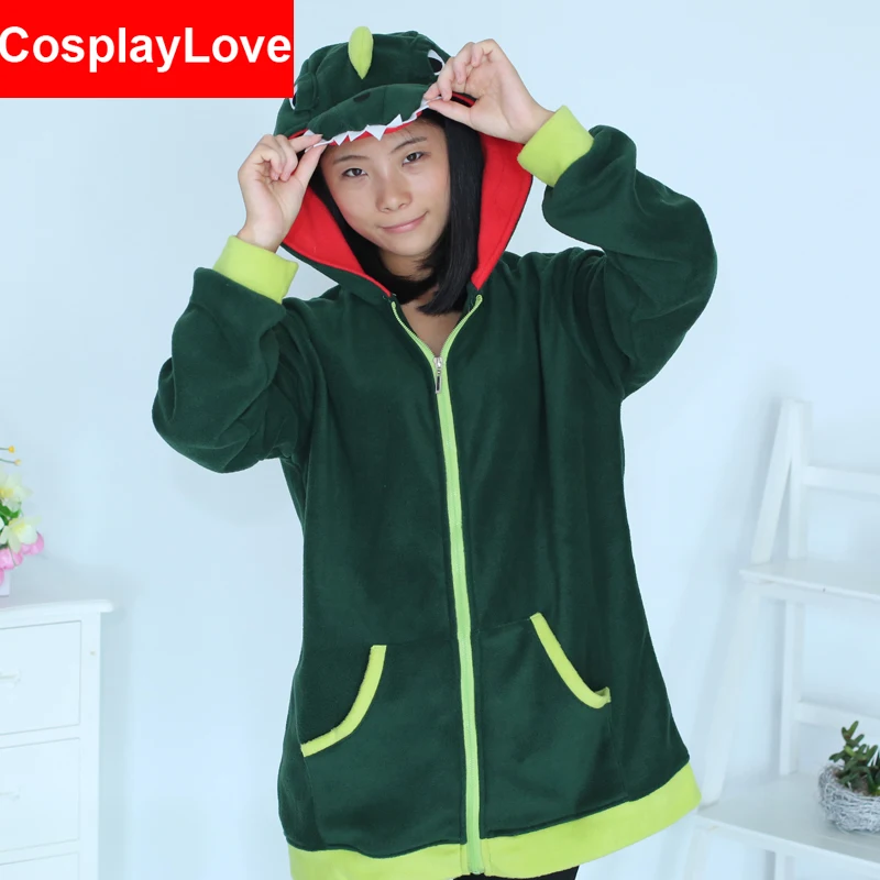 

Green Dinosaur Coral Long Sleeve Animal Adult Hoody Sweatshirts Sweater Cosplay Costume For Party Wear Halloween Christmas Gift