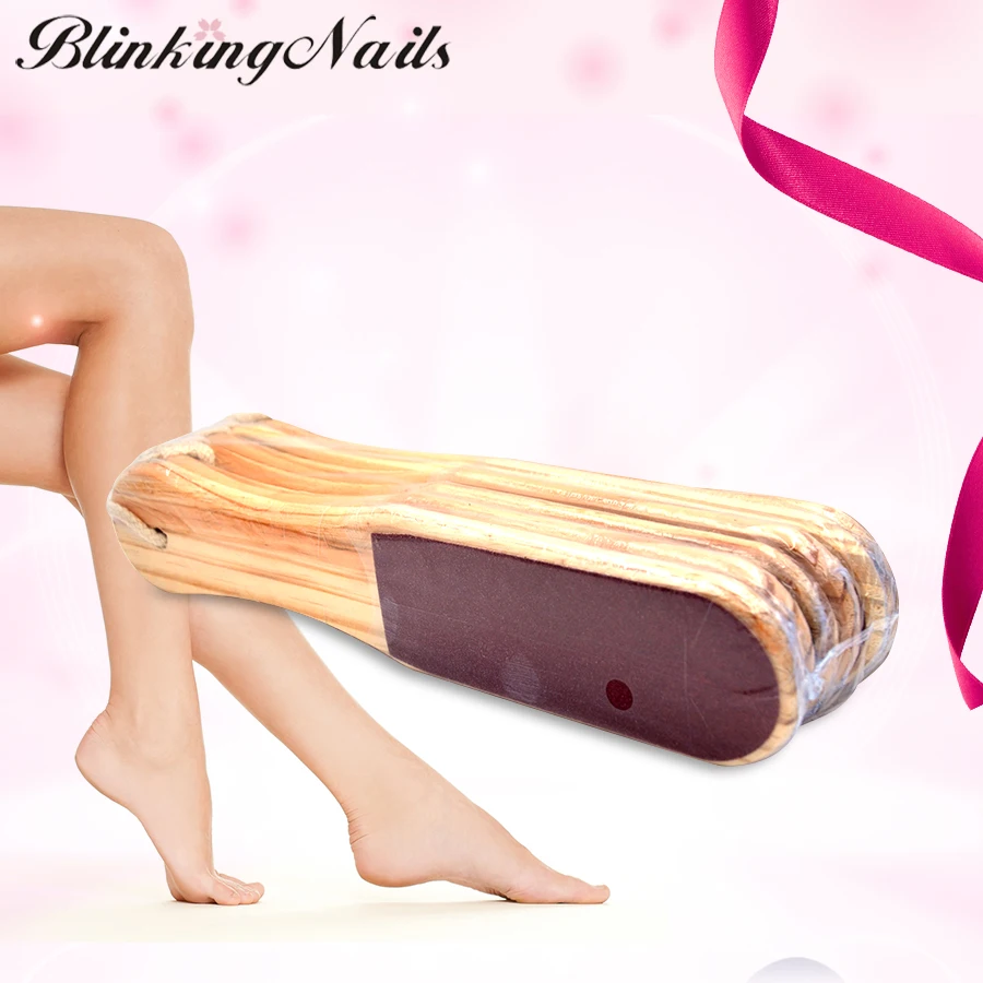 

BlinkingNails 6pcs/lot Large Sandpaper Foot Rasp Handle Sanding File Pedicure Foot File Wooden 2 Sides Depilacion Exfoliante