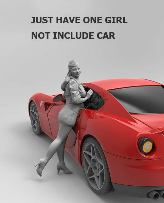 

Unassambled 1/35 French Lady - Posing (NOT HAVE CAR ) Resin figure miniature model kits Unpainted