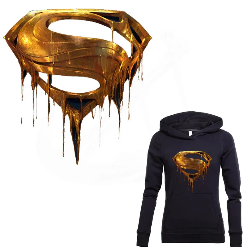

2017 new metal Superman Mark Sticker 25*24cm patch T-shirt Dresses Sweater thermal transfer patches for clothing