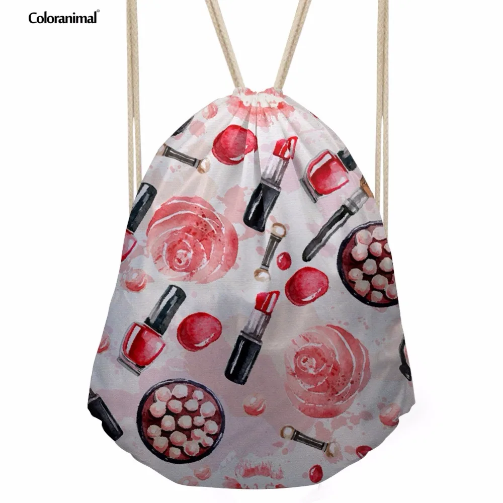 

Coloranimal Chinese Stylish Cartoon Reds Lips Rice Dumpling Printing Women Men Backpack School Bags Drawstring Bags for Girl Boy