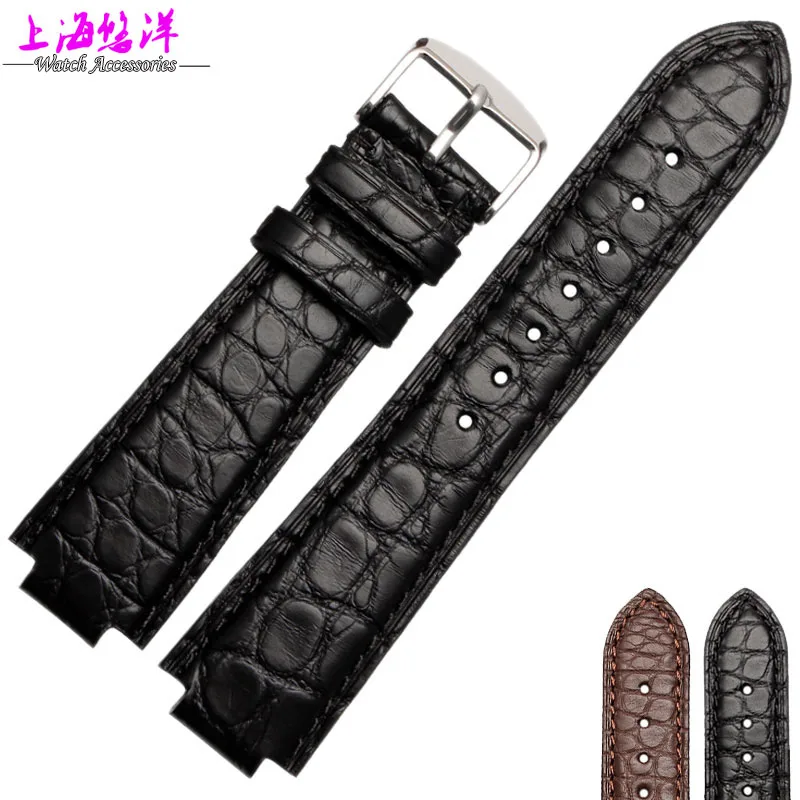 Alligator Leather Watchband male adapter convex mouth watch 21 12mm watch with black brown