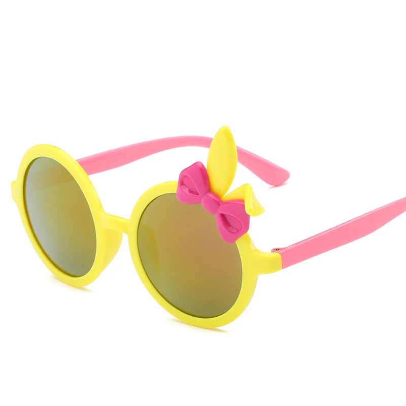 Лаура Фея милый мультфильм Стиль Лук кроличьи уши Солнцезащитные очки для женщин дети защита от ультрафиолетовых лучей круглое зеркало Солнцезащитные очки для женщин Óculos Редондо