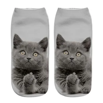 

Cat series 3d printing socks animal print boat socks wholesale